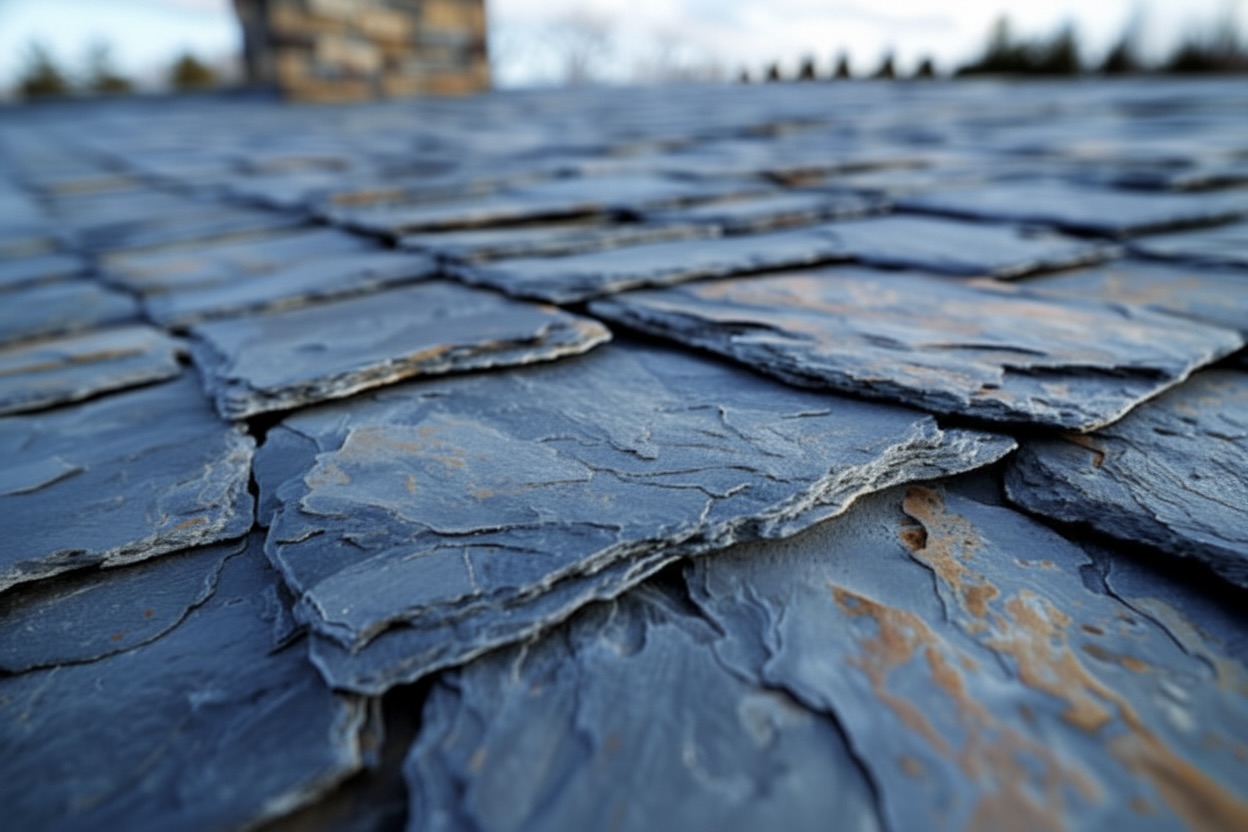 Schiefer-Detail mit präzisem Fugenbild