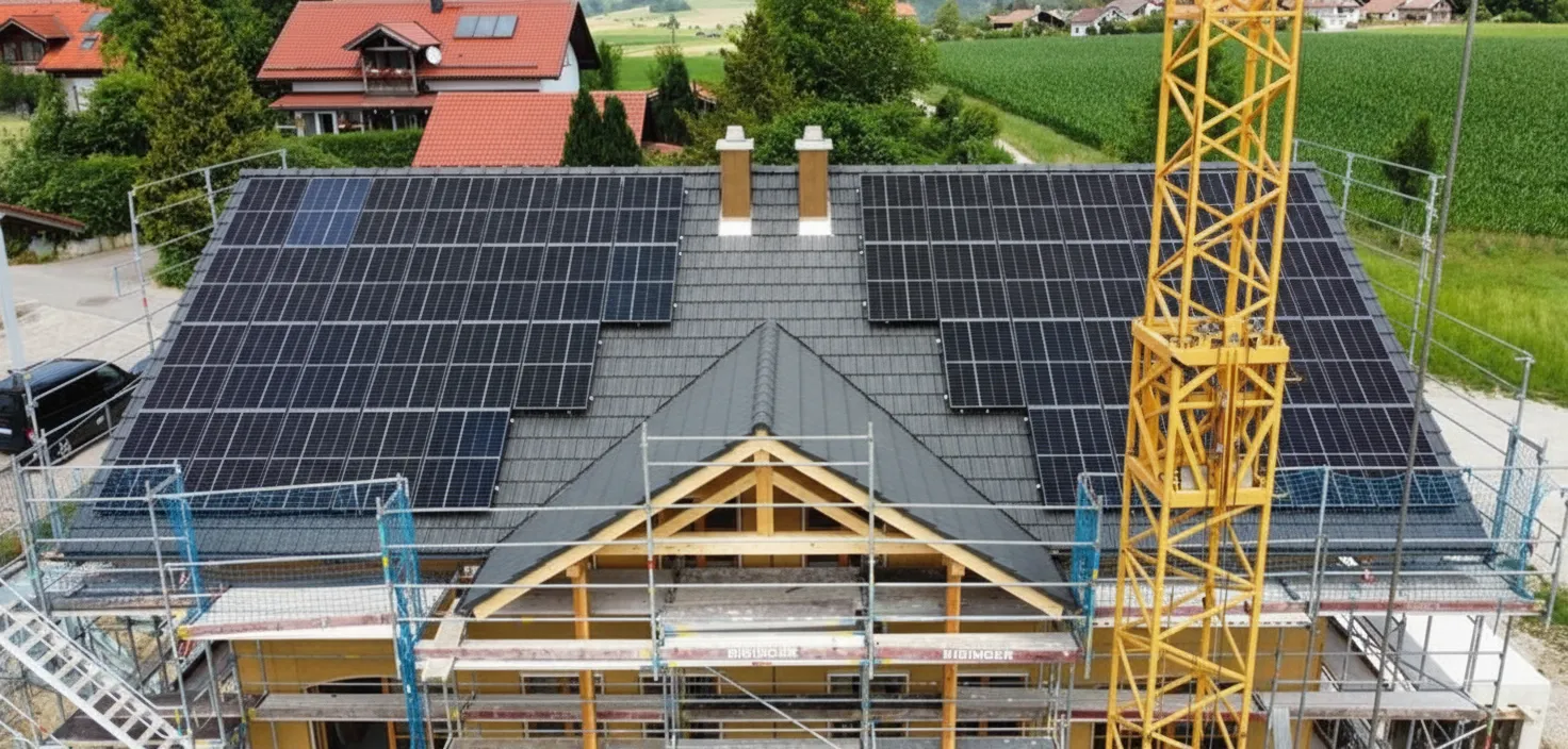 Neubau mit PV-Anlage – professionelle Montage in der Bauphase